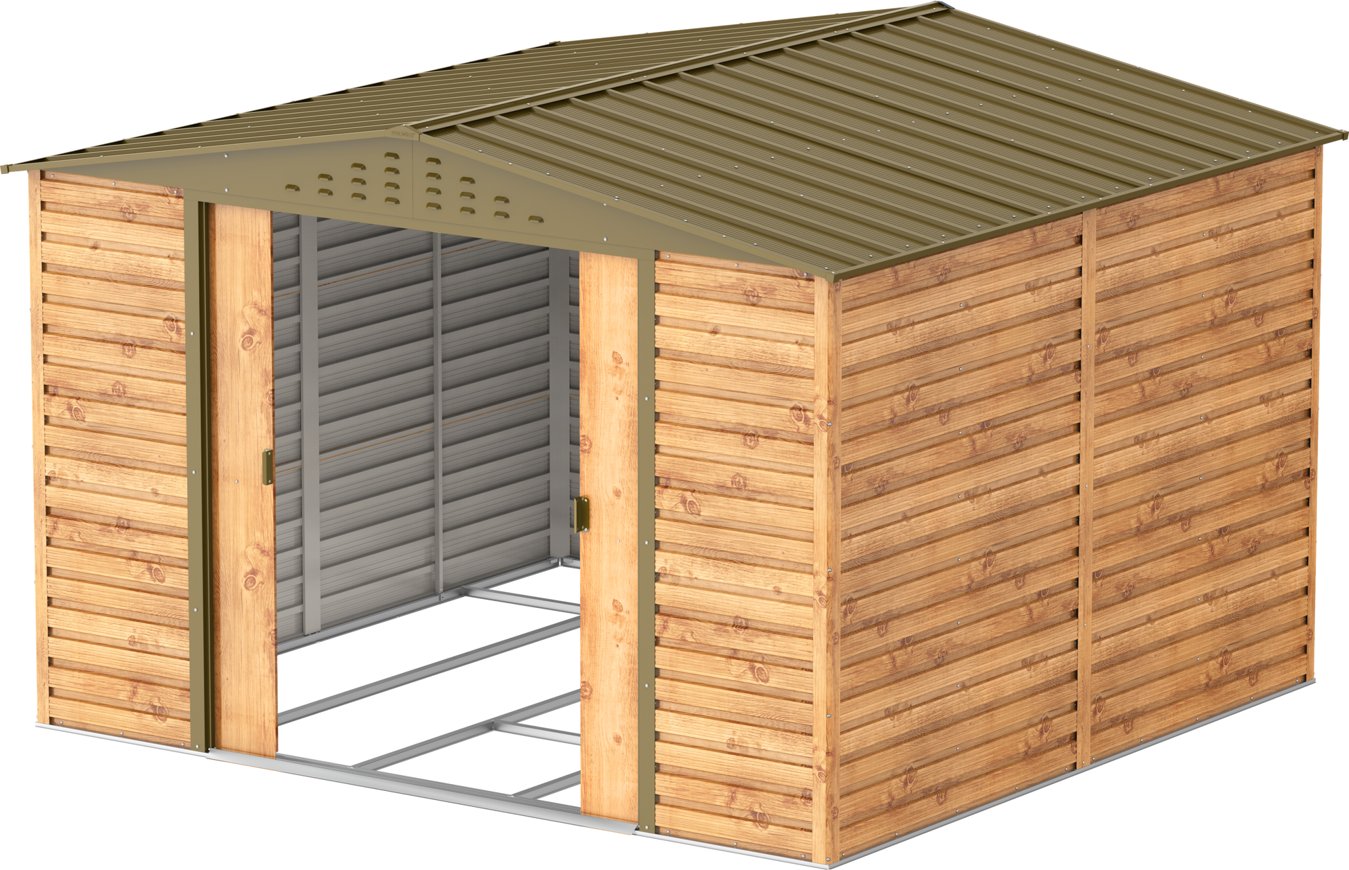 Alpine 10x10 Imitation Wood Metal Shed