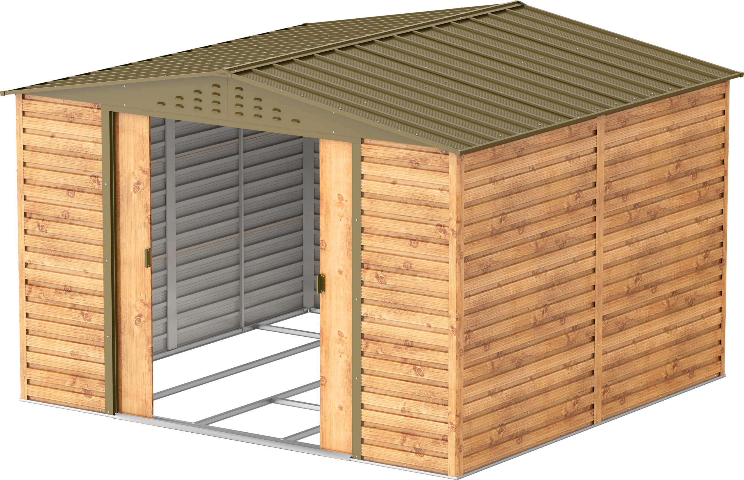 Alpine 10x10 Imitation Wood Metal Shed