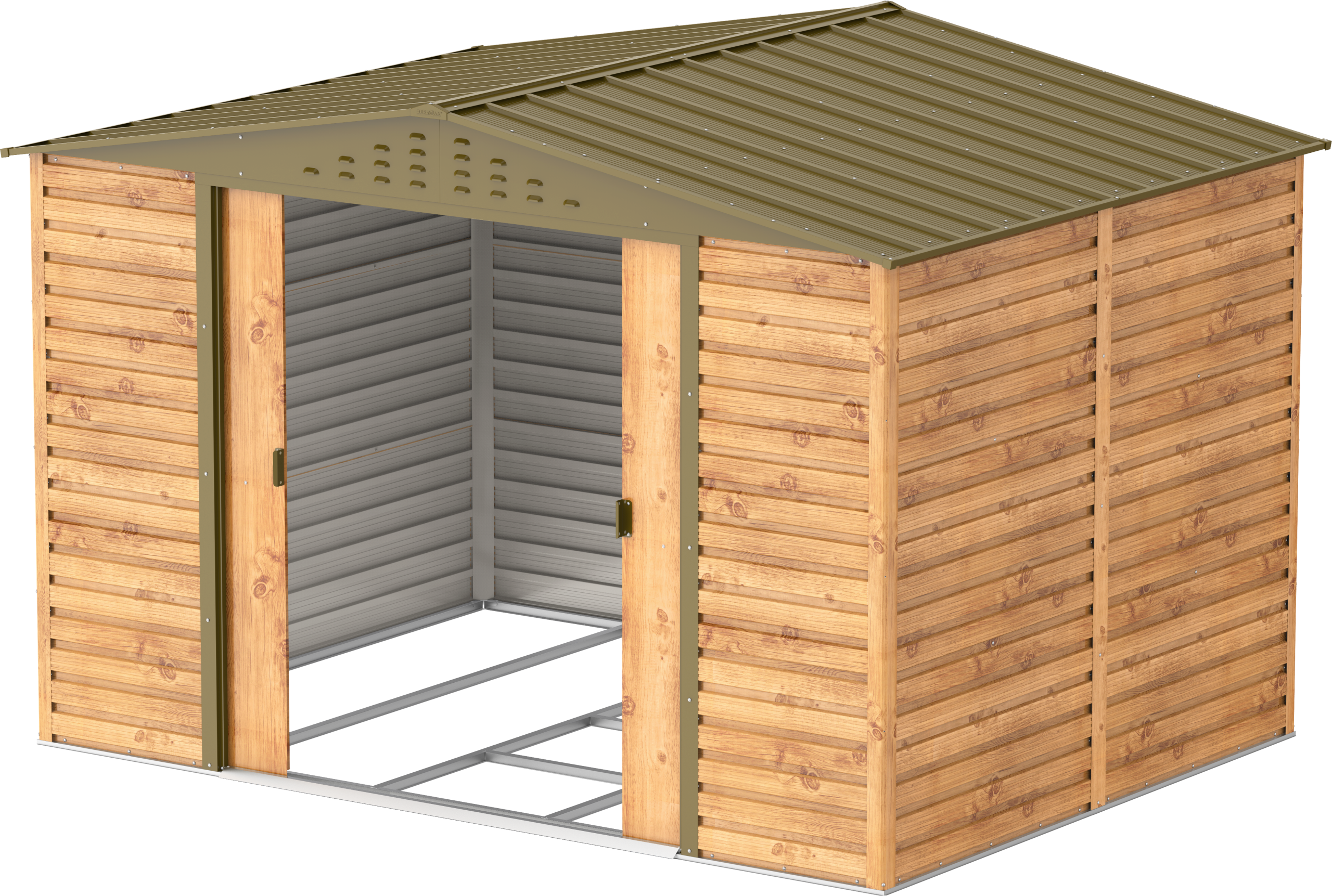 Caseta de jardín Alpine 10x8 - 321,6x243,1x214,2 cm y 7,28 m² - Imitación Madera