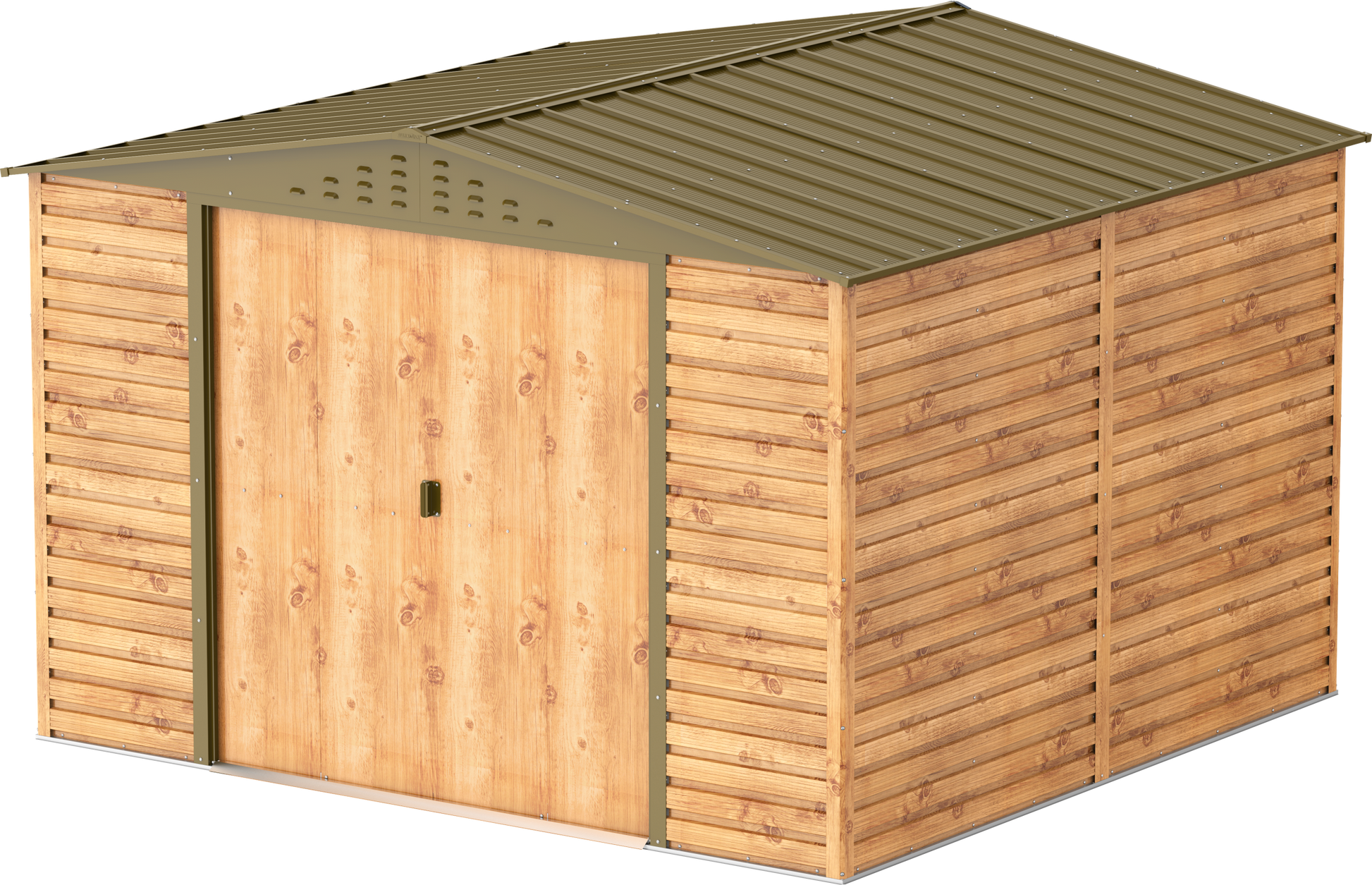 Alpine 10x10 Imitation Wood Metal Shed 