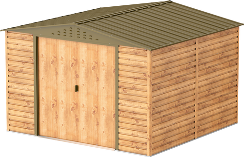 Caseta de jardín metálica Alpine 10x10 Imitación Madera