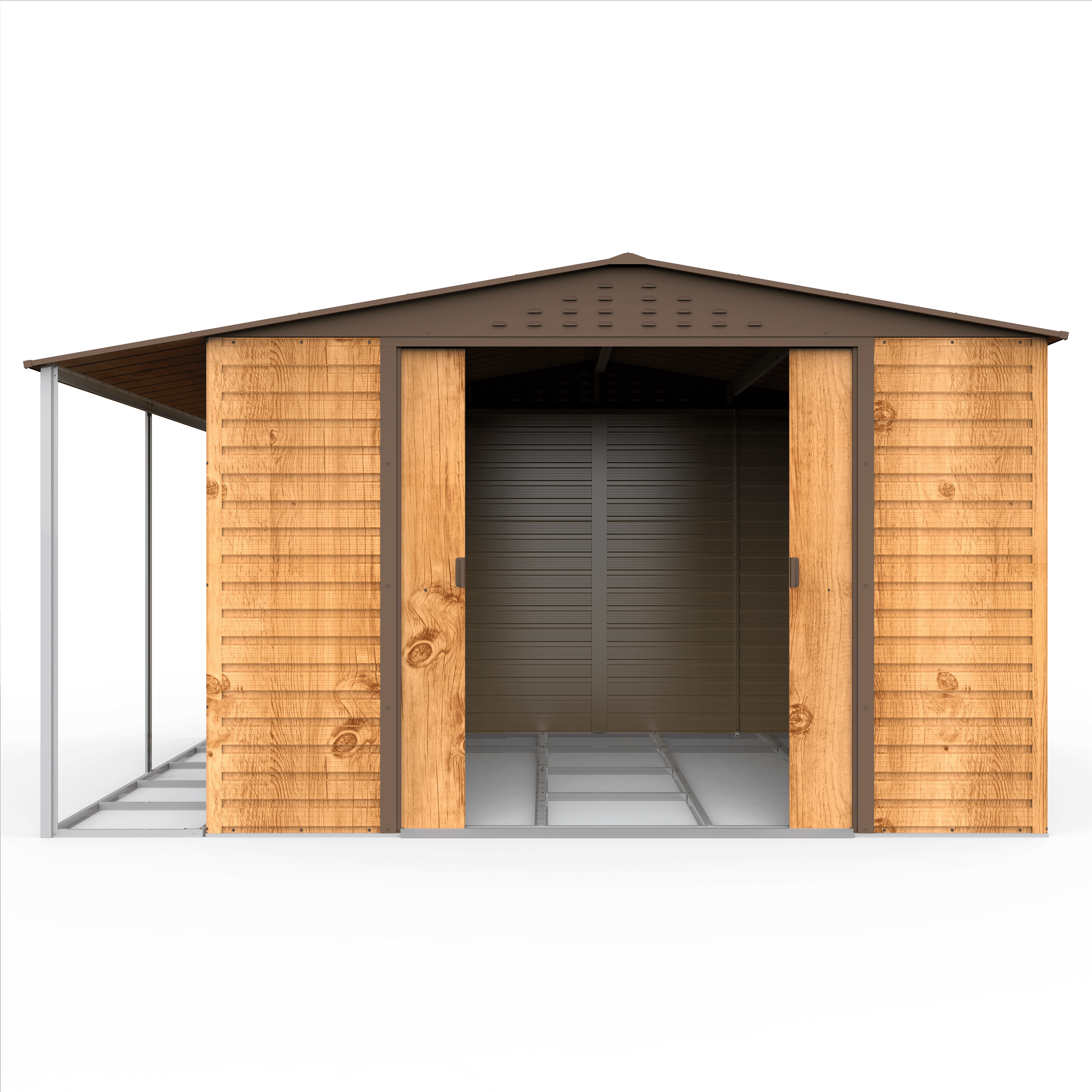 Extensión lateral de casetas de jardín Duramax Alpine 10×10 Imitación Madera