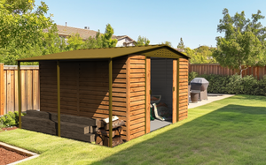 Caseta de Jardin Alpine 10x10 imitación madera + extensión leñero