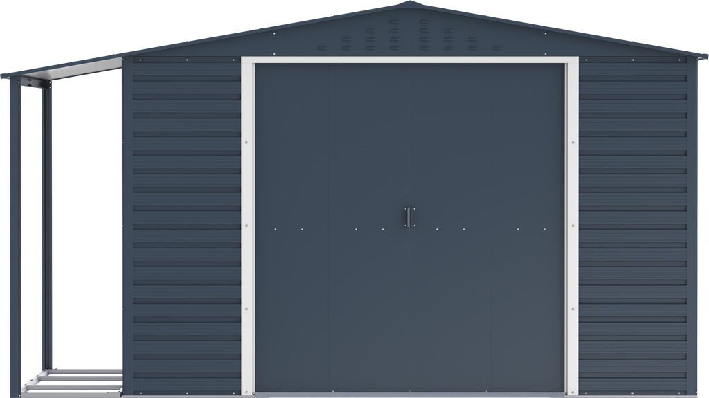 Caseta de Jardin Alpine 10x8 gris antracita + extensión leñero
