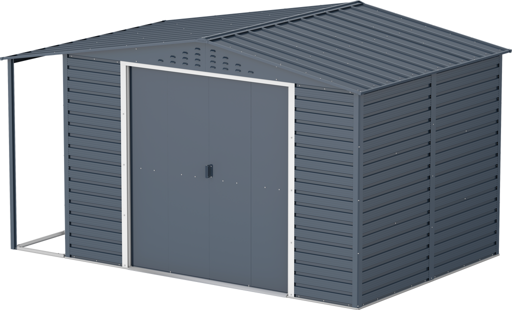 Caseta de Jardin Alpine 10x8 gris antracita + extensión leñero