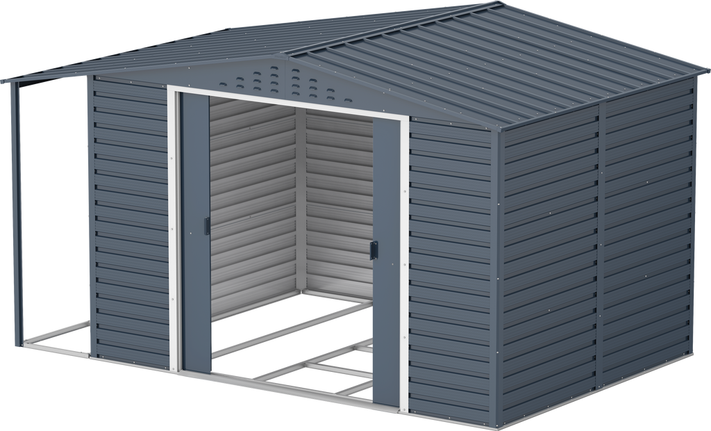 Caseta de Jardin Alpine 10x8 gris antracita + extensión leñero