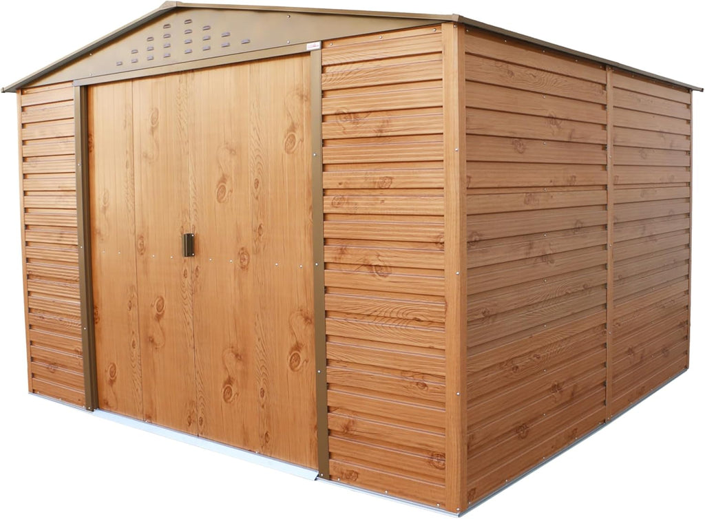 Alpine 10x10 Imitation Wood Metal Shed 