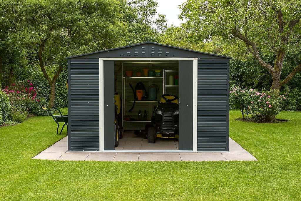 Alpine 10x10 anthracite grey metal shed 