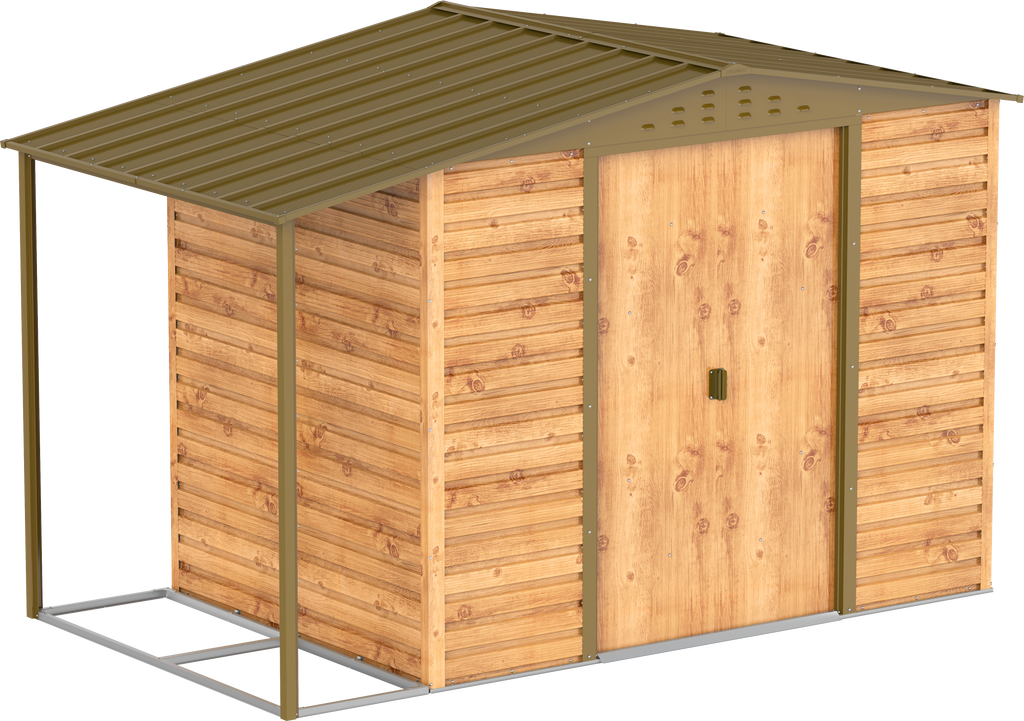 Caseta de Jardin Alpine 8x6 imitación madera + extensión leñero