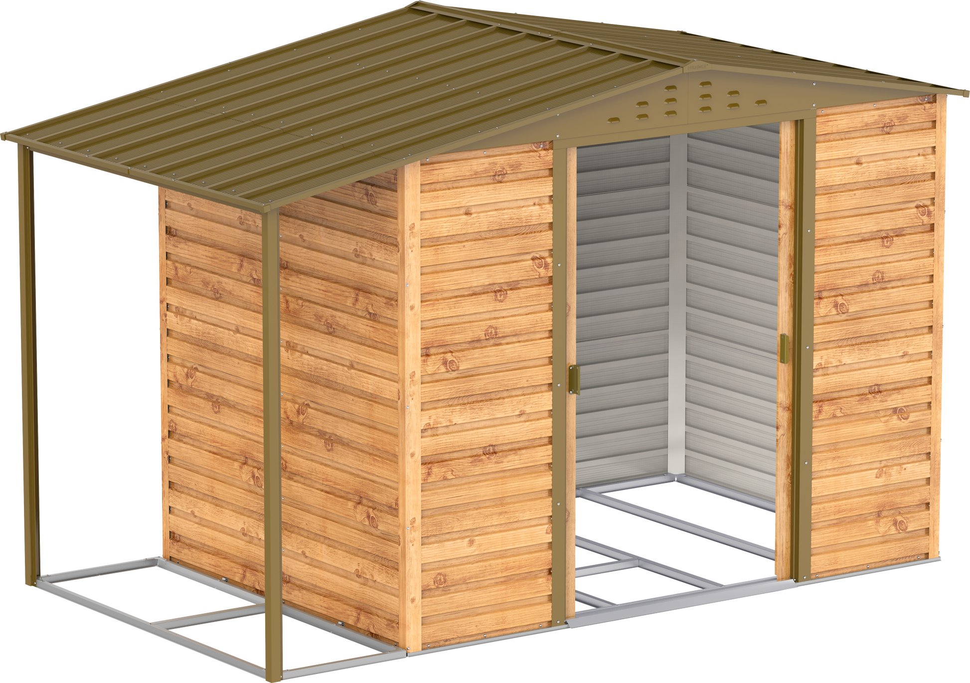 Caseta de Jardin Alpine 8x6 imitación madera + extensión leñero