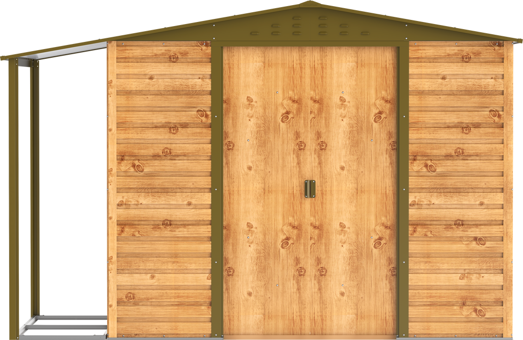 Caseta de Jardin Alpine 8x6 imitación madera + extensión leñero