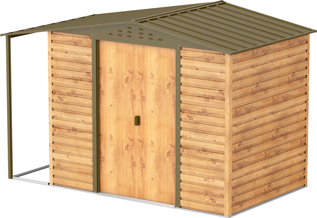 Caseta de Jardin Alpine 8x6 imitación madera + extensión leñero