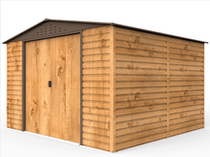 Caseta de jardín Alpine 10x10 - 321.6x303.1x214.2 cm y 9,15 m² - Imitación Madera - Ibercasetas