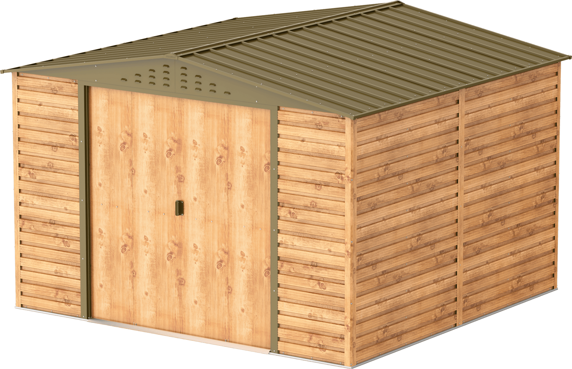 Caseta de jardín Alpine 10x10 - 321.6x303.1x214.2 cm y 9,15 m² - Imitación Madera - Ibercasetas