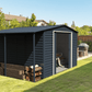 Caseta de Jardin Alpine 10x10 gris antracita + extensión leñero - Ibercasetas