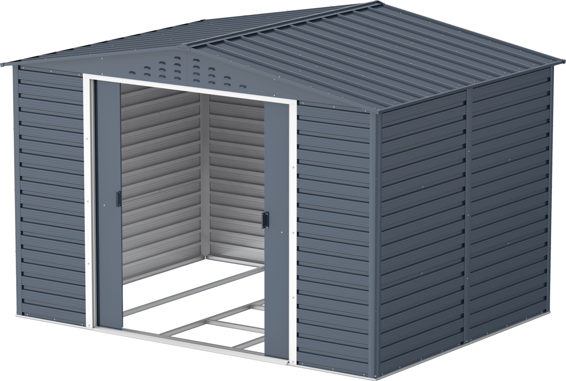 Caseta de jardín Alpine 10x8 - 321,6x243,1x214,2 cm y 7,28 m² - Gris Antracita - Ibercasetas