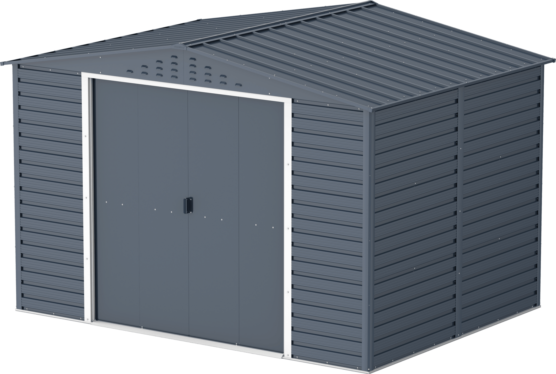 Caseta de jardín Alpine 10x8 - 321,6x243,1x214,2 cm y 7,28 m² - Gris Antracita - Ibercasetas