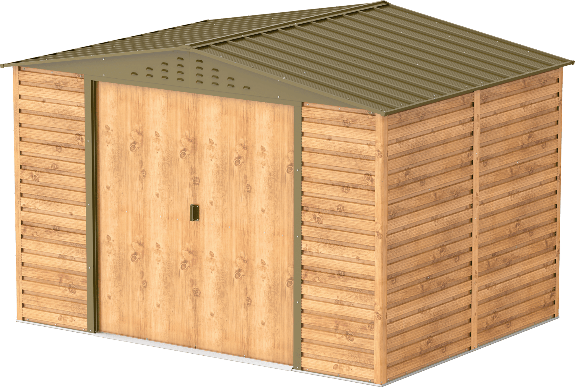 Caseta de jardín Alpine 10x8 - 321,6x243,1x214,2 cm y 7,28 m² - Imitación Madera - Ibercasetas