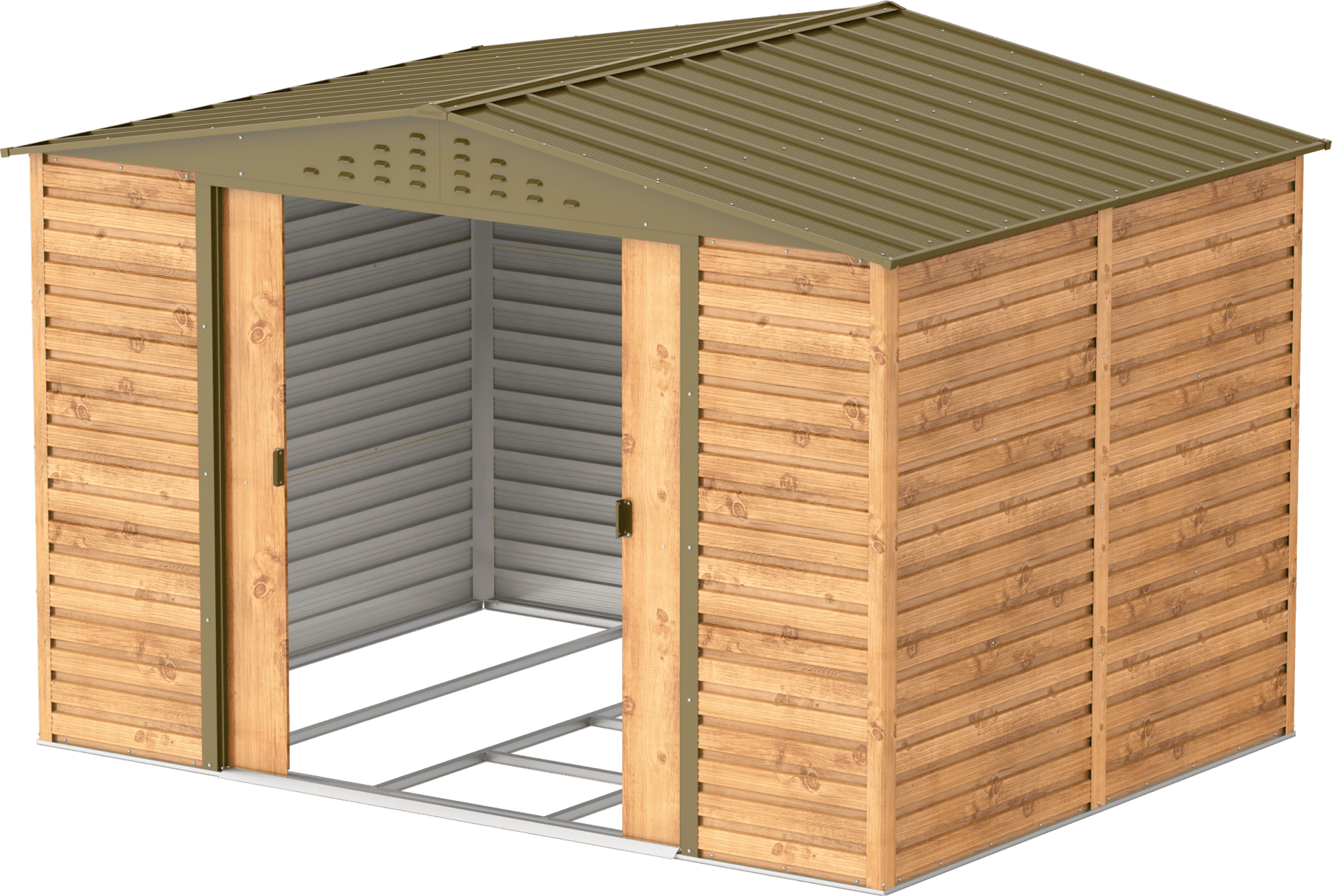 Caseta de jardín Alpine 10x8 - 321,6x243,1x214,2 cm y 7,28 m² - Imitación Madera - Ibercasetas