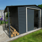 Caseta de Jardin Alpine 10x8 gris antracita + extensión leñero - Ibercasetas