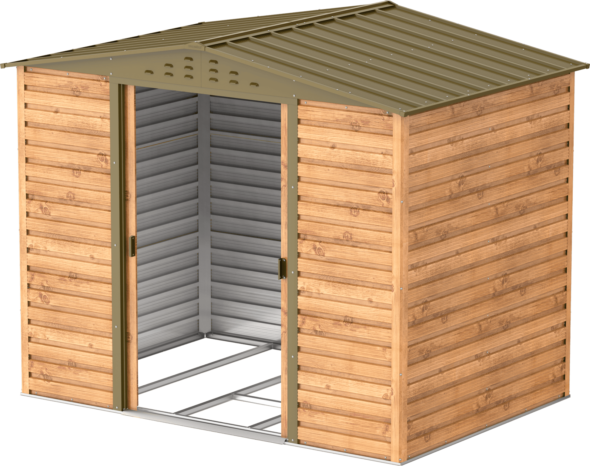 Caseta de jardín Alpine 8x6 - 261,7x183x209 cm y 4,37 m² - Imitación Madera - Ibercasetas