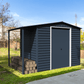 Caseta de Jardin Alpine 8x6 gris antracita + extensión leñero - Ibercasetas