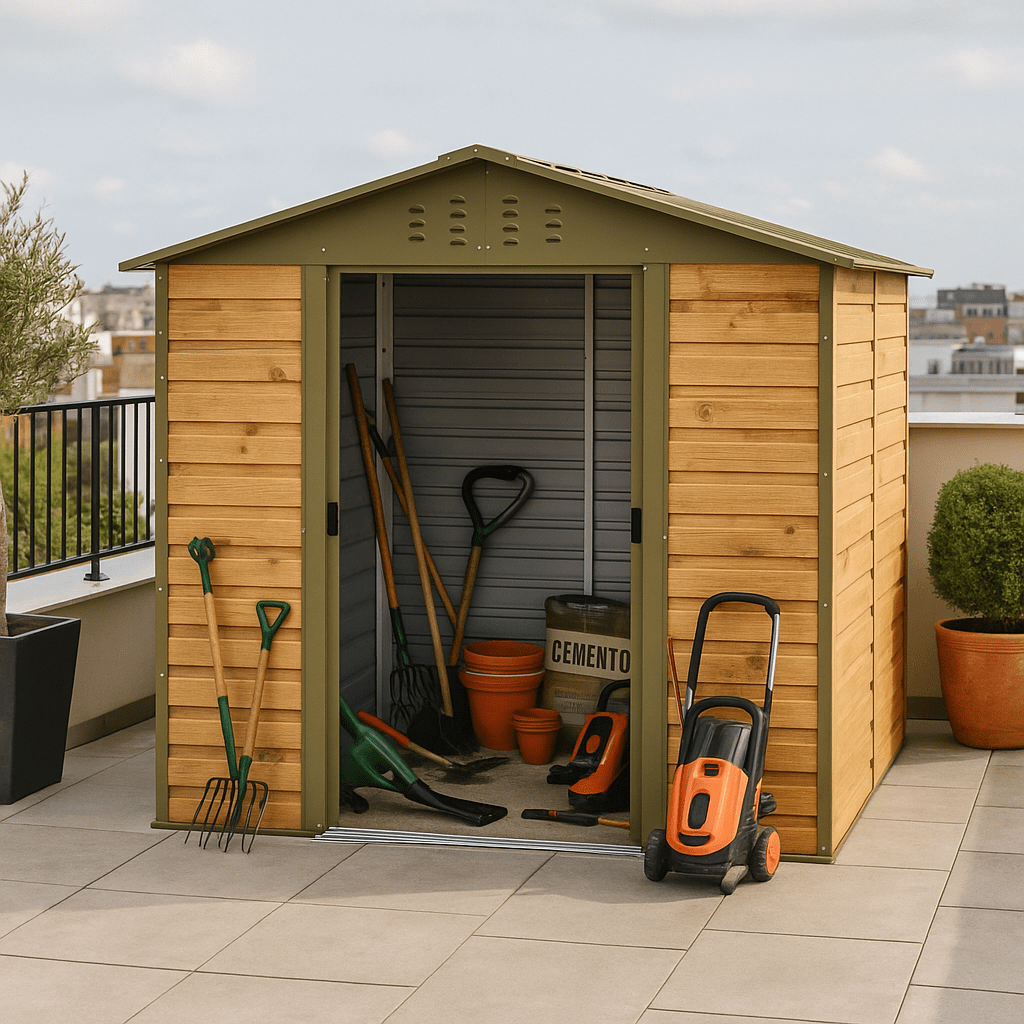 Casetas de jardín, casetas Duramax Alpine 8x6 Imitación Madera ¡OFERTA NAVIDAD! - Ibercasetas