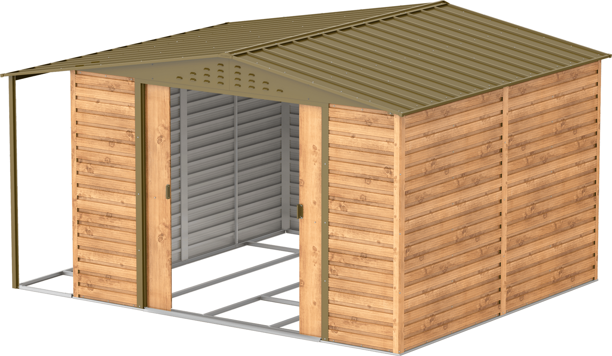 Extensión lateral de casetas de jardín Duramax Alpine 10×10 Imitación Madera - Ibercasetas